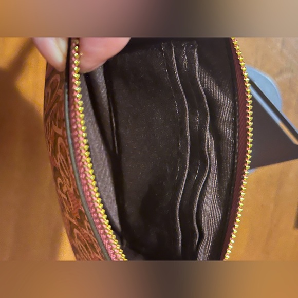 Coach Women’s Small Corner Zip Wristlet with Coach Monogram Print | Rouge - Picture 10 of 16